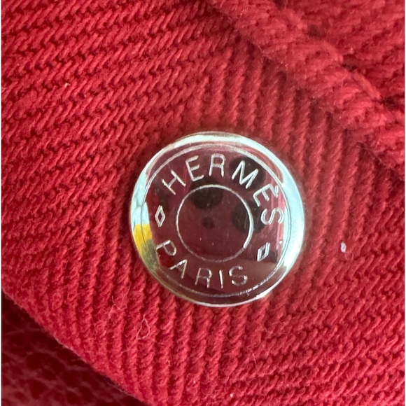 HERMES VINTAGE Valparaiso PM Long Handbag Toile Chevron Red Ladies Handbag - Picture 10 of 16